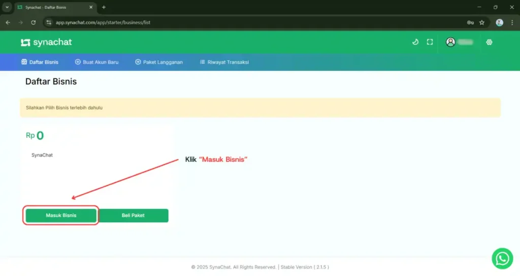 Menghubungkan WhatsApp 2 Langkah 2 Menghubungkan Whatsapp ke SynaChat