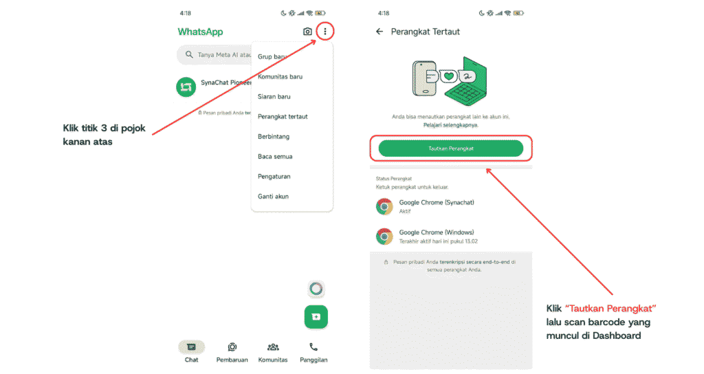 Menghubungkan WhatsApp 7 Langkah 8 Menghubungkan Whatsapp ke SynaChat