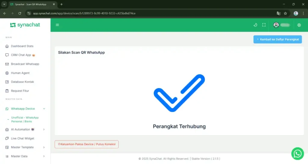 Menghubungkan WhatsApp 9 Langkah 9 Menghubungkan Whatsapp ke SynaChat