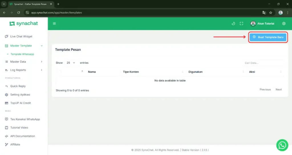 membuat template whatsapp